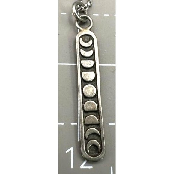 Sterling Silver Vertical Moon Phase 19 inch Necklace Celestial signed KNA - Picture 1 of 5